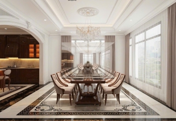 Bộ bàn ăn gỗ tự nhiên kết hợp da bò nhập khẩu